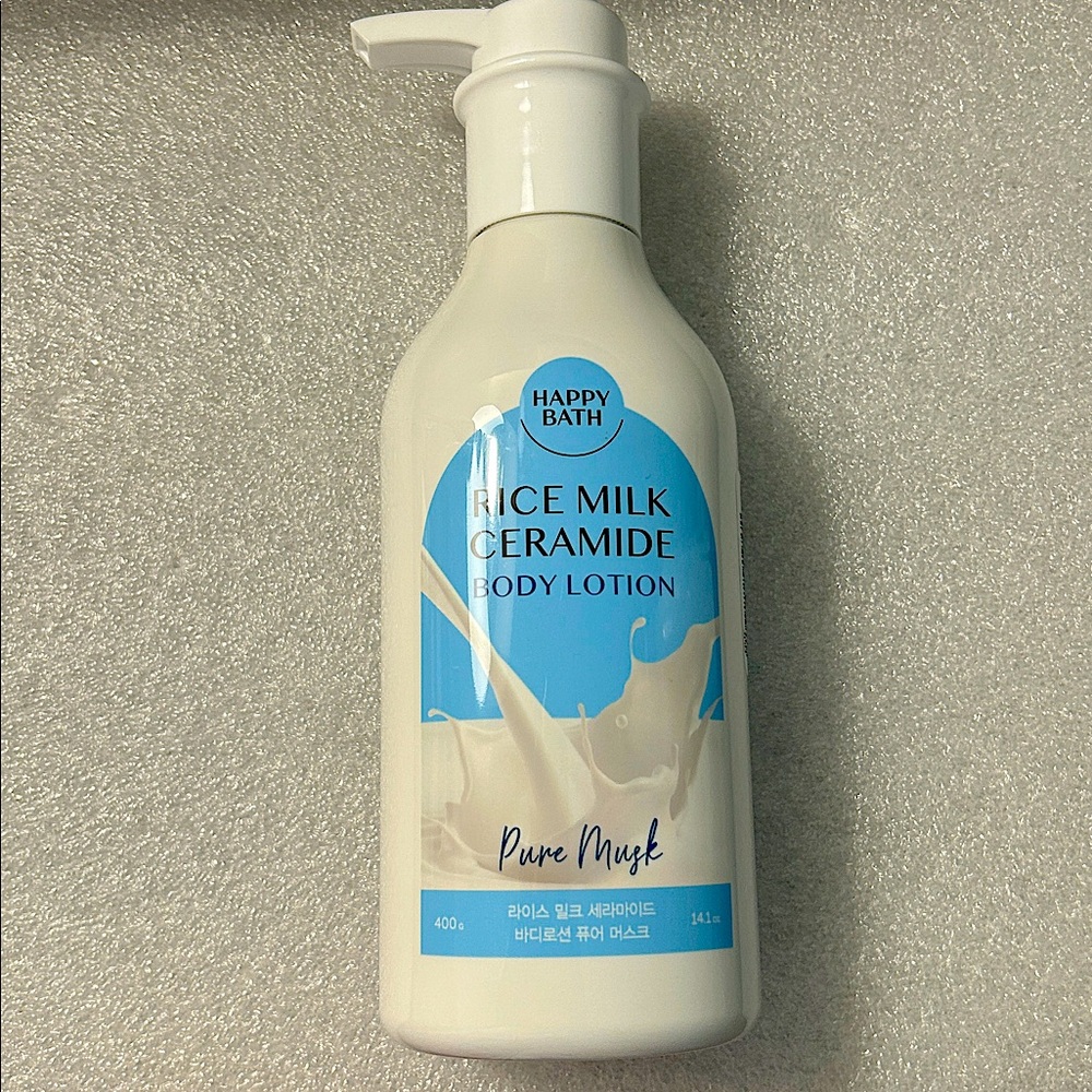 New Happy Bath Pure Musk Rice Milk Ceramide Body Lotion  14.1 oz